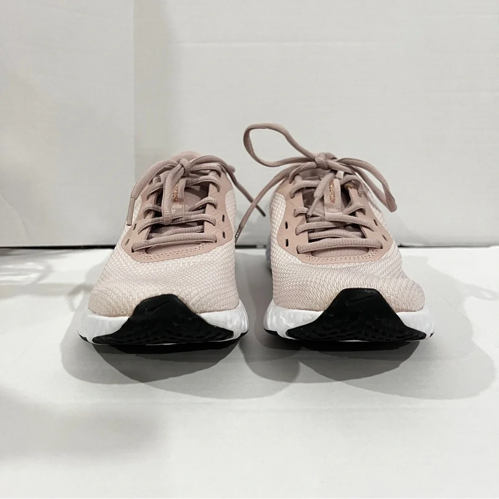 Nike Running Revolution 5 Pink Blush Gold Sneakers Size 6.5 Slip-On Lightweight